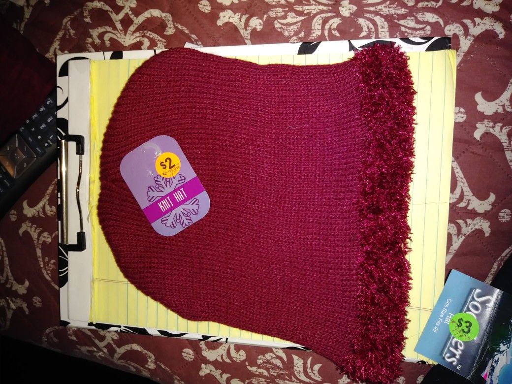 Red fleece knitted hat