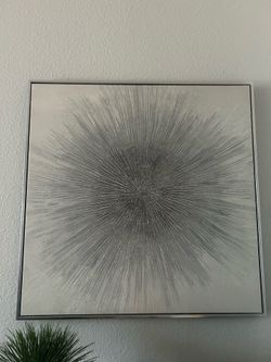Silver Abstract Starburst Framed Wall Art