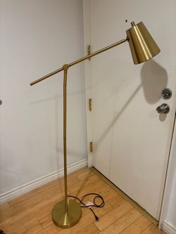 Brushed Brass Adjustable Arm Floor Lamp