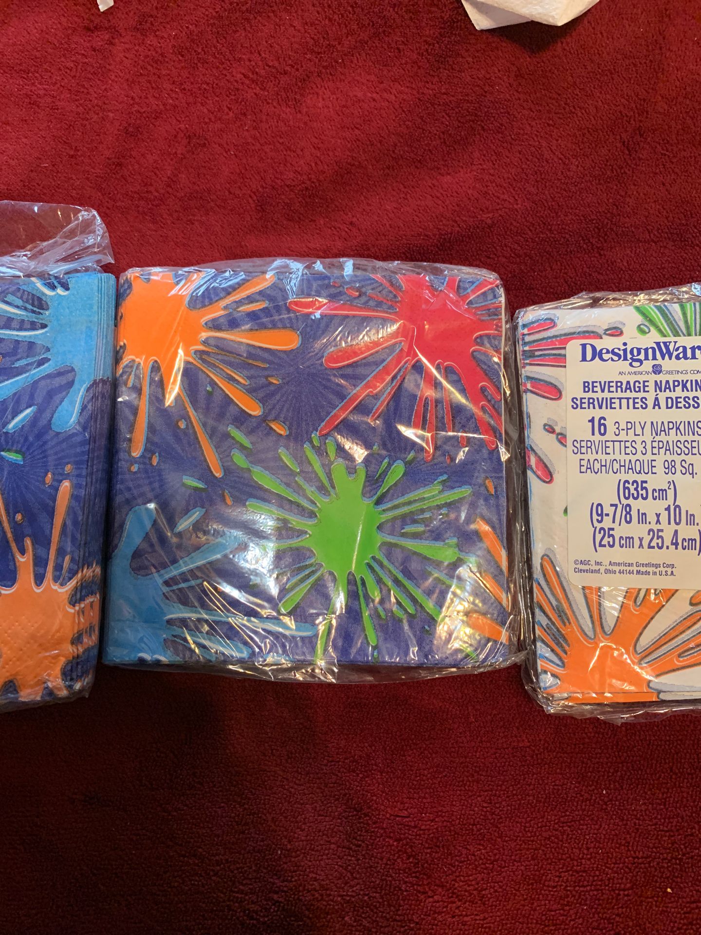 4 packs of birthday splat beverage napkins