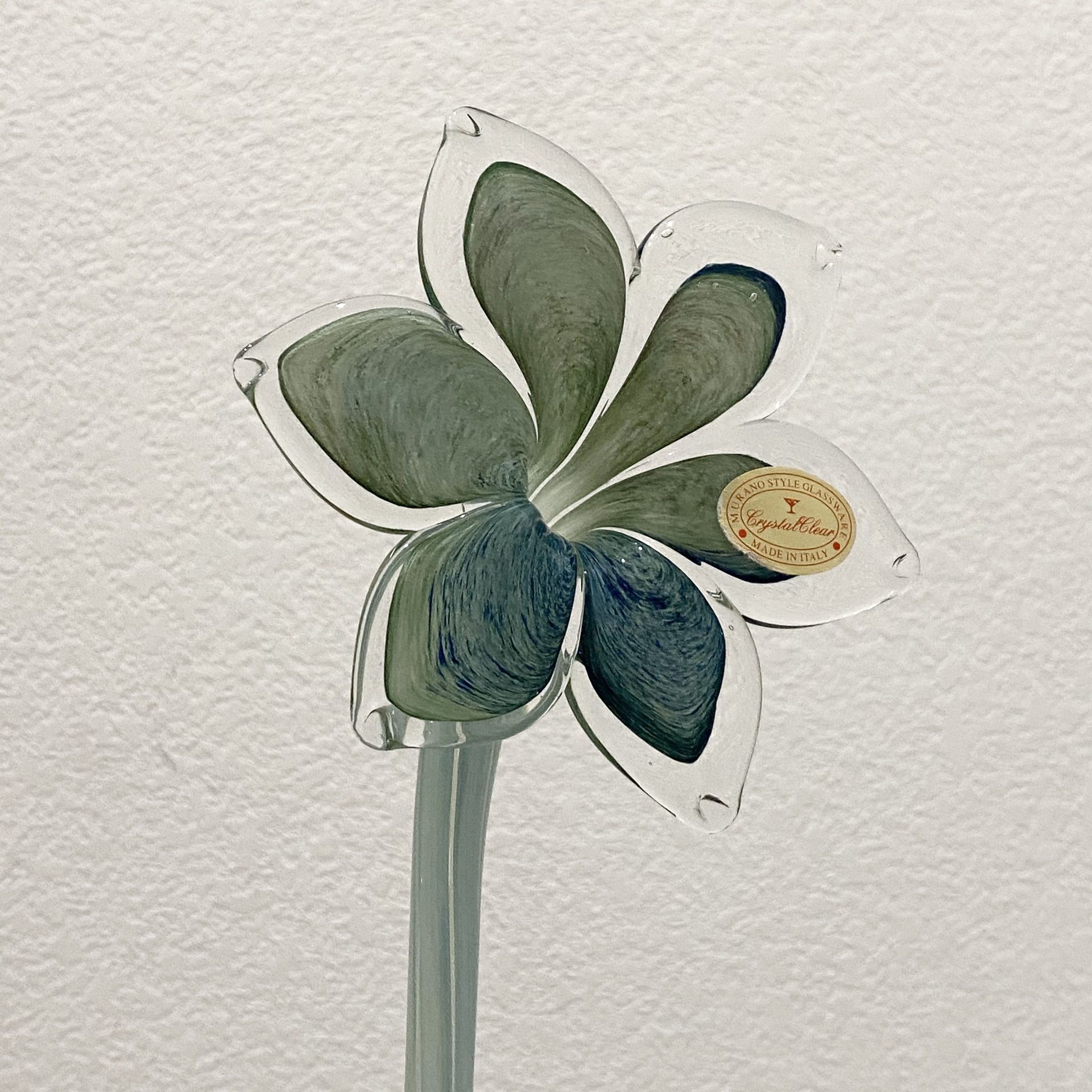 Murano 20” Teal Green Glass Flower