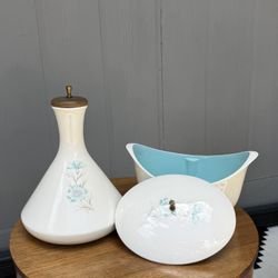Vintage Mid Century Taylor, Smith & Taylor Boutonniere Carafe with Lid & Covered Casserole Dish Set . 