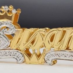 10k Or 14k Gold Name Plate Pendant With/without Chain