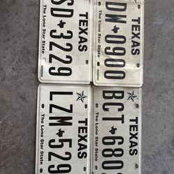 Texas TX License Plate Lot Of 4 Misc Singles