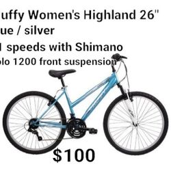 Brand New Huffy Women's Highland 26 Blue/ Silver // 21 Speeds With Shimano // Kolo 1200 Front Suspension 