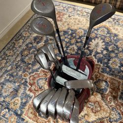Vintage Ladies Golf Set – Green Power Bag + Lady Timing Irons + Tour Plus Woods (1, 3, 5)