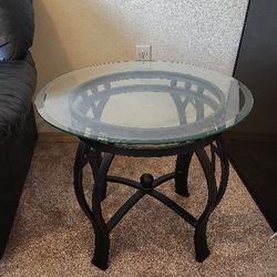 Glass Topped End Tables - Set Of 2