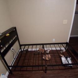 Black Metal Bed Frame with Headboard and memory foam mattress