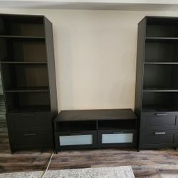 IKEA BRIMNES Bookshelves (2) + TV Console