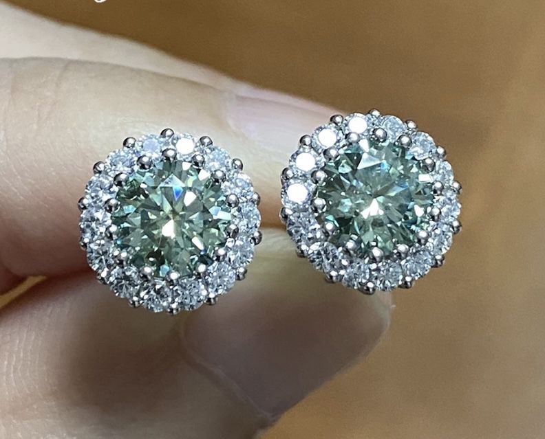 Diamond Moissanite Halo Earrings 925