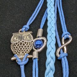 Silver Owl Multi Strand Blue Bracelet 