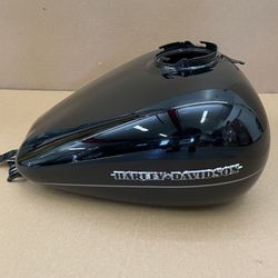 2008-2021 Harley Davidson Touring-Vivid Black - Silver Pinstripe Gas Tank - USED-Normal Wear 