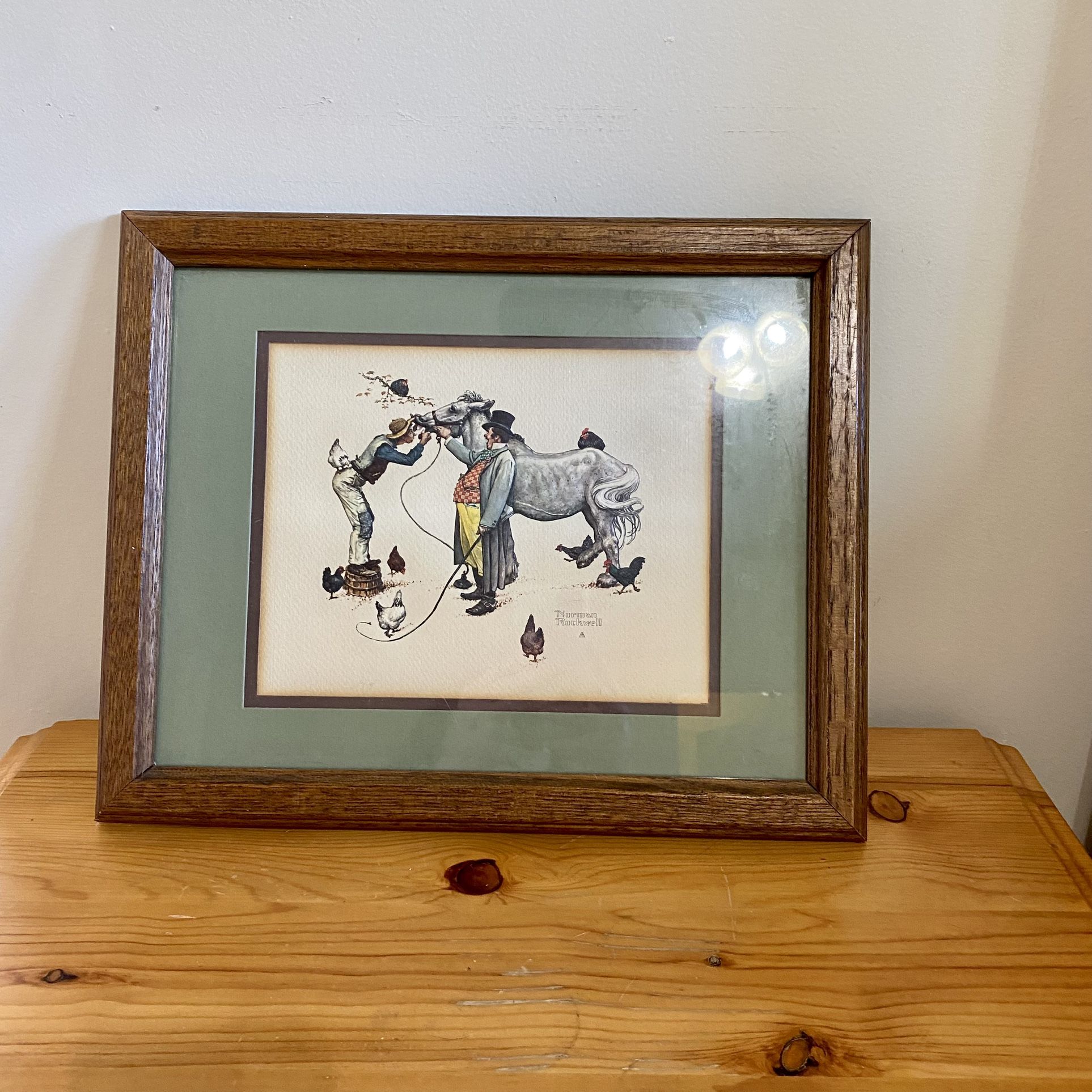 Vintage 60s Norman Rockwell "The Horse Trader" Embossed Print Framed