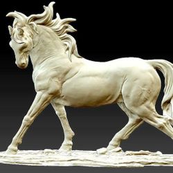 Running Horse Statue 3D Printed Realistic Galloping Figurine Decor