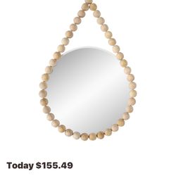 Boho Bead Wood Mirror Brand New 