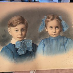 Vintage Chalk pic of Boy and Girl