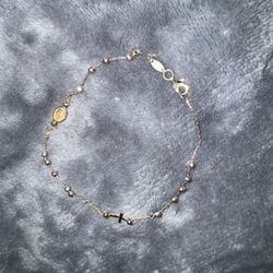 Tri Color Gold Rosary Bracelet 