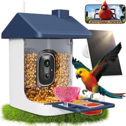 Smart Bird Feeder with Camera, Solar Powered Bird Feeders for Outdoors, AI Identification 1W+ Birds Species, 2K Video Birds Feeder Camera, Instant Not