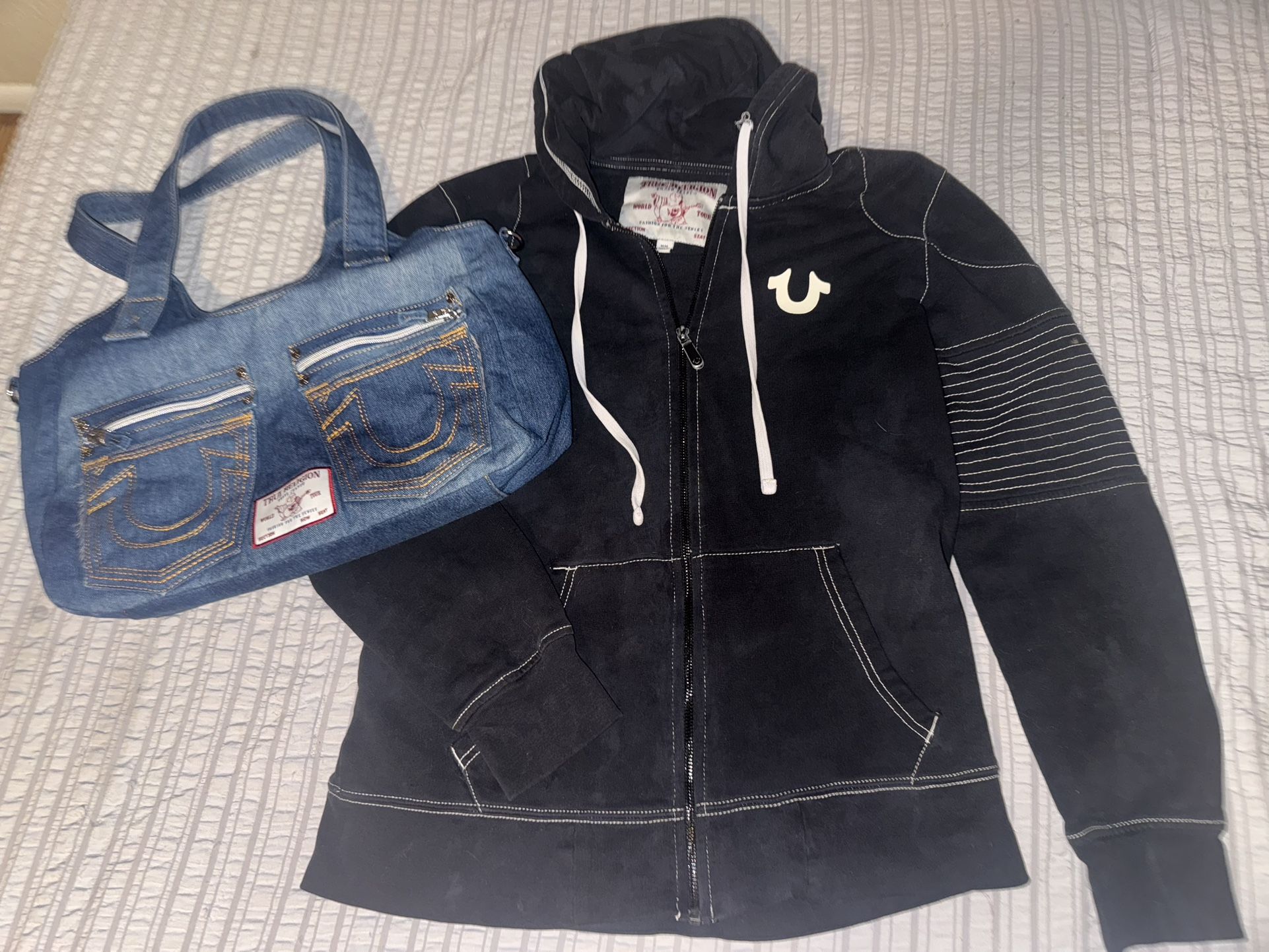 True Religion Hoodie/jacket And Purse