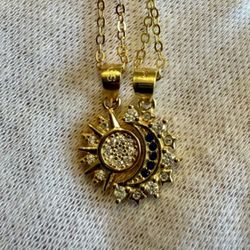 Wedding Sterling Silver 925 Sun & Moon Necklace #wedding