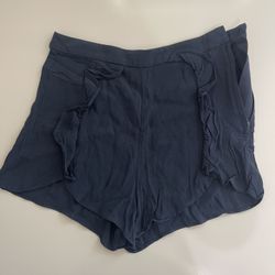 H&M Navy Blue Ruffle Trim Flowy Shorts - Size 6