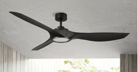 Pembridge 66'' Indoor/Covered Outdoor Matte Black Ceiling Fan with Adjustable White LED and Remote