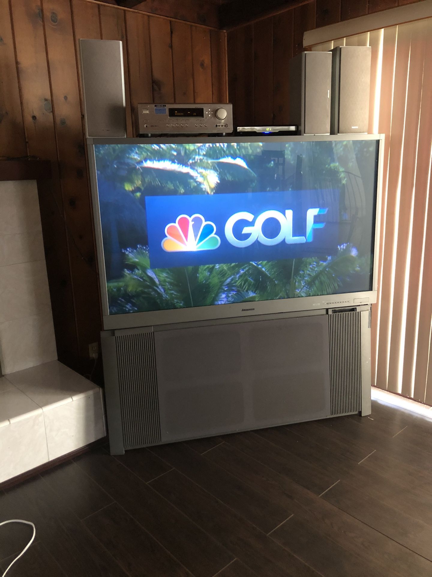 Mitsubishi 60 inch big screen tv with system