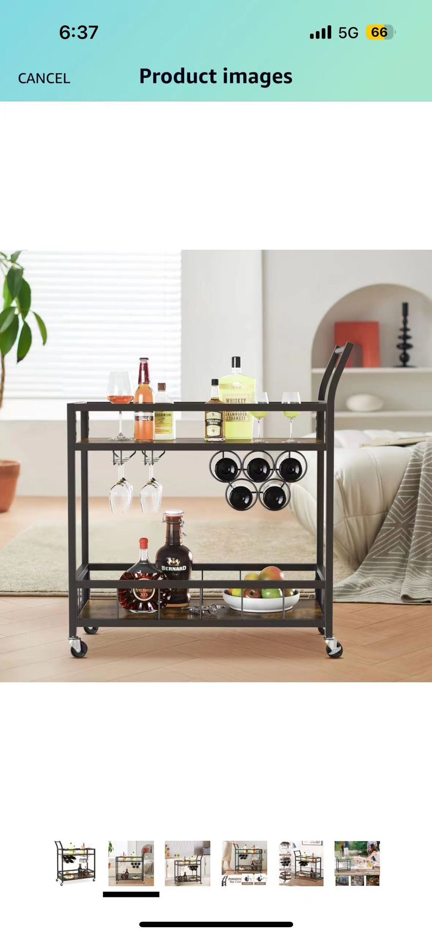 Bar Cart Industrial Home Mobile Wine Cart Serving Bar Cart on Wheels with Storage Shelves Wine Rack and Glass Holder for Living Room, Kitchen, Corrido