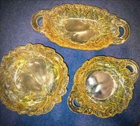 Set of Three Vintage Tiara Sweet Pair Glass Trays