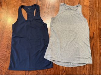Athleta Women's Size M Racerback Active Tank Top Set of 2 - Navy Blue & Gray
