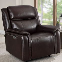 Chocolate Leather Recliner Set