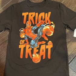 Marvel Spider-Man Spiderman Black Halloween T shirt size large youth Trick