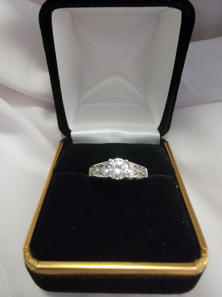 1/2 Carat Diamond (Kermentz 1940's-1950's) .925 Silver Ring