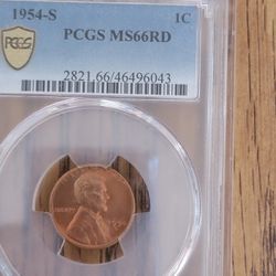 1954 S Lincoln Cent MS 66 Rd