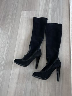 Bruno Magli Knee High Black Suede High Heel Boots Size 35