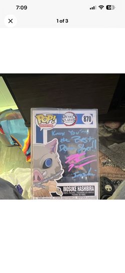 Funko Pop! Animation Demon Slayer Inosuke Hashibira Signed Vinyl Figure #870
