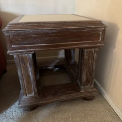 End Tables - (2) Spanish Style - With Leather Top