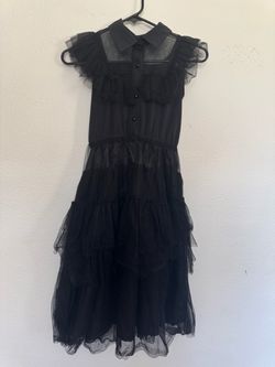 Black Tulle Ruffled Dress Wednesday Costume