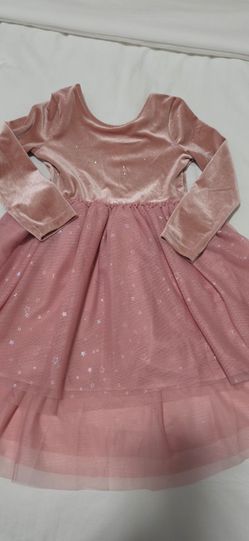 Girls Pink Velvet Tulle Star Dress.Size 5T