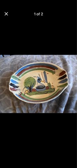 Mexican Tlaquepaque folk art pottery bowl