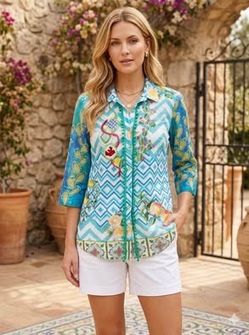 Antica Sartoria Giacomo Cinque Cactus Fruit Beaded Tunic Top Small New without Tags