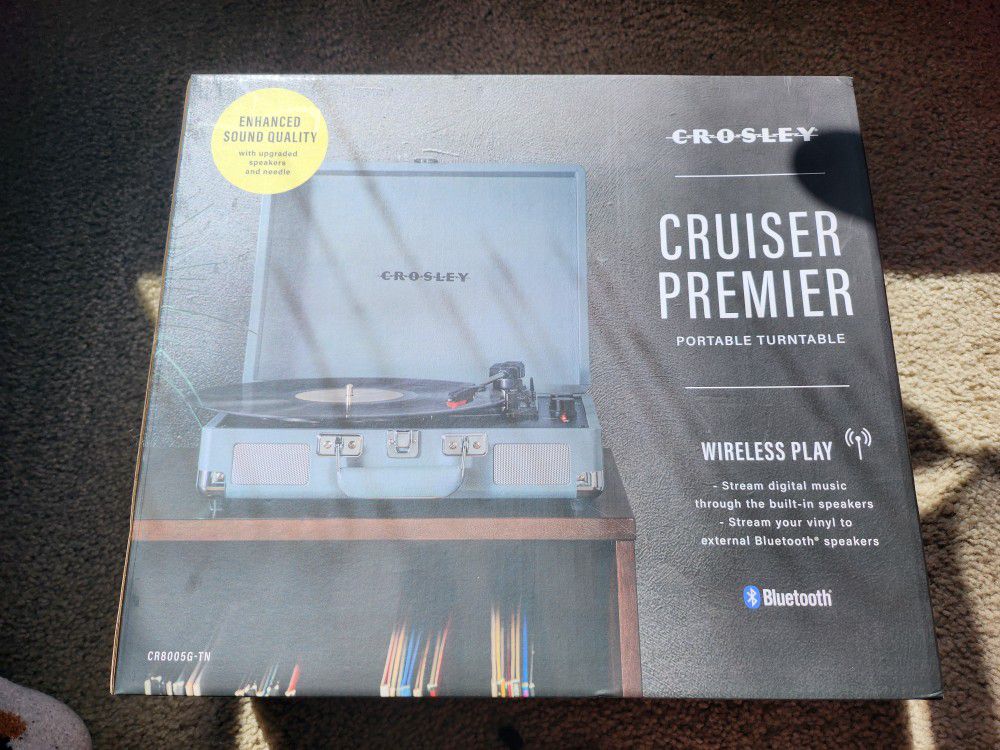 Crosley Cruiser Premier Portable Turntable Record Player Blue