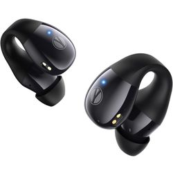 Clip on Earbuds, Open Ear Headphones Wireless Bluetooth 5.4 with Mic, Open Ear Earbuds with Charging Case LED Display, 44H Play, IP54 Waterproof, Ligh
