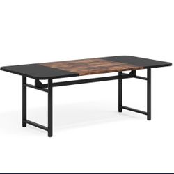 70.8" Dining Table, Industrial Rectangle Kitchen Table for 6-8 People