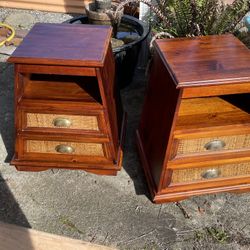 Pair Of Matching Wooden Bedside Tables / Nightstands 