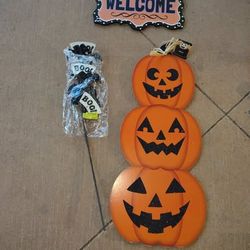 Halloween Sign Bundle - Welcome Bat, Pumpkins + BOO Picks