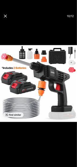 Cordless Pressure Washer - Portable Power Washer with 2 Lithium Batteries, Charger, Foam Spray Gun