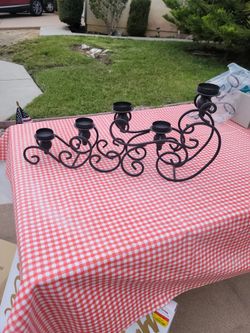 Decorative Black Iron Candle Holder