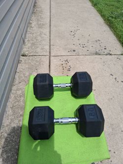 RUBBER COATED 60LBS DUMBBELLS
