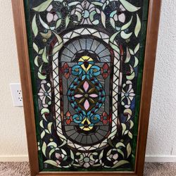 Vintage Stained Glass Window Panel 